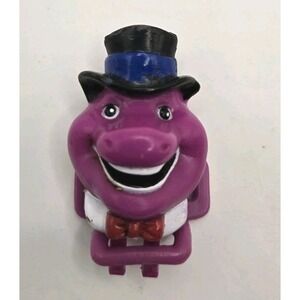 Vintage 1993 Barney Dinosaur Clamp Clip Purple Hair Backpack Character Accessory